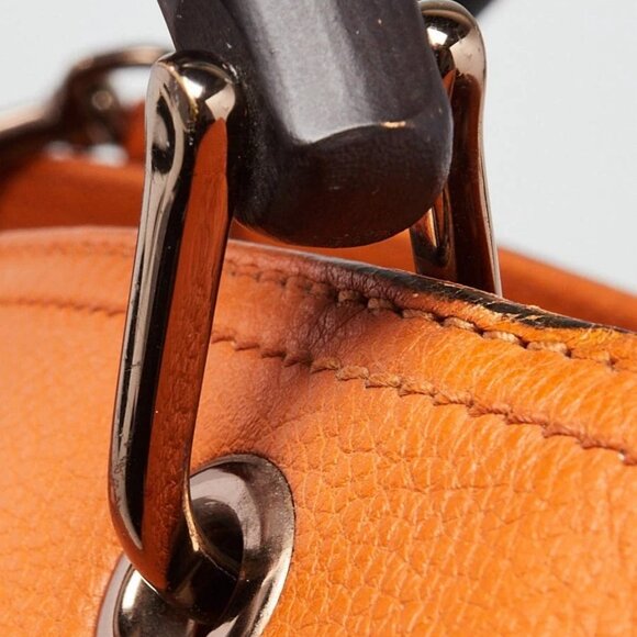 Gucci Orange Pebbled Leather Medium Bamboo Shopper Tote Bag - Picture 6 of 12